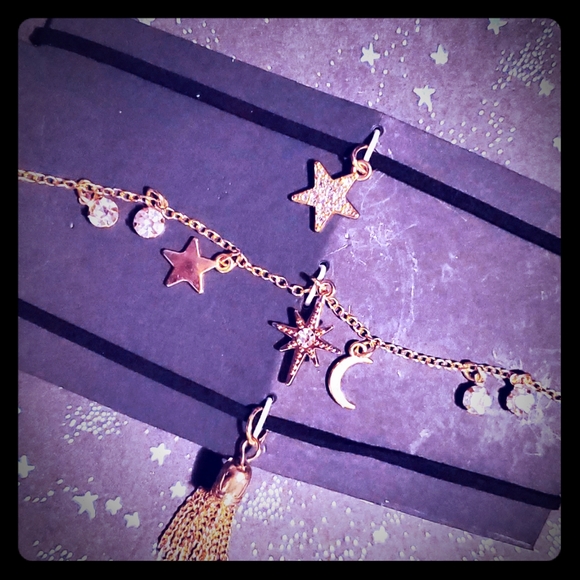 Dolls Kill Jewelry - 💥SOLD! Set 3 Celestial Chokers Black Leather/Gold